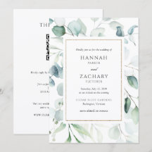 Elegante Wasserfarbe-Grün-QR-Code-Hochzeit
