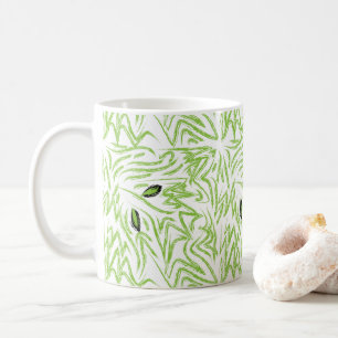 Elegante Wasserfarbe Grüne Blätter Kaffeetasse