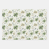 Elegante Wasserfarbe Grüne Shamrock-Muster Geschenkpapier Set (Vorderseite)