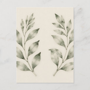 Elegante Wasserfarbe Grünzeug Lorbeerzweige Postkarte