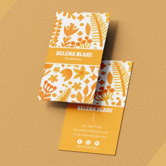 Elegante Wasserfarbe | Handgefertigte orangefarben Visitenkarte