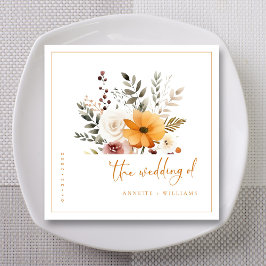 Elegante Wasserfarbe Hochzeit im Herbst Napkins (C Serviette