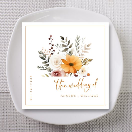 Elegante Wasserfarbe Hochzeit im Herbst Napkins (C Serviette