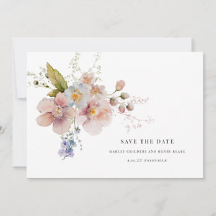 Elegante Wasserfarbe Hochzeit mit Blumen Save the Date