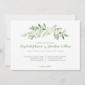 Elegante Wasserfarbe Hochzeitsfeier für Elfenbein Einladung (Vorderseite)
