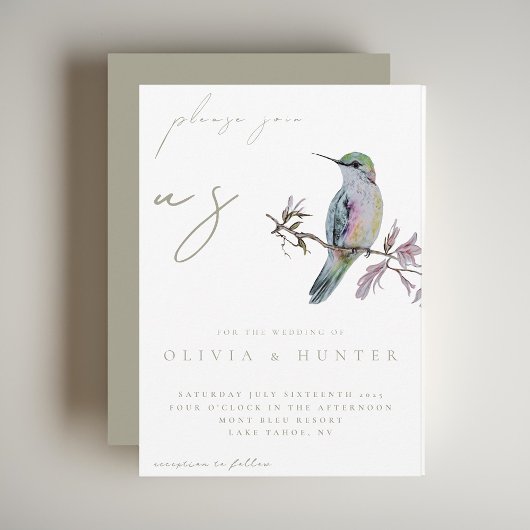 Elegante Wasserfarbe Hummingbird Einladung zur Hoc
