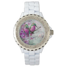 Elegante Wasserfarbe Hummingbirds mit rosa Blume