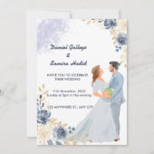 Elegante Wasserfarbe illustrierte Hochzeit Einladung (Vorderseite)