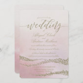 Elegante Wasserfarbe in Blush Einladung zur Hochze (Vorne/Hinten)