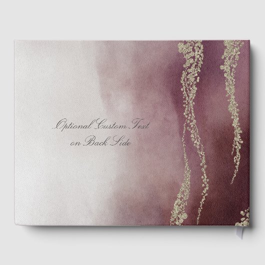 Elegante Wasserfarbe in Cranberry Wedding Monogram Gästebuch (Rückseite)