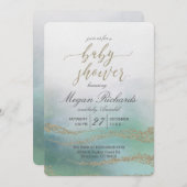 Elegante Wasserfarbe in Ocean Baby Shower Einladun Einladung (Vorne/Hinten)