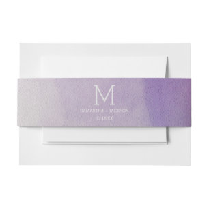 Elegante Wasserfarbe in Orchid Wedding Monogram Einladungsbanderole
