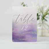 Elegante Wasserfarbe in Orchid Wedding Tischnummer (Stehend Vorderseite)