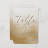 Elegante Wasserfarbe in Sand Hochzeit Tischnummer (Vorne/Hinten)