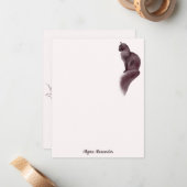 Elegante Wasserfarbe Katze auf dem Mond Girly Pink Mitteilungskarte (Vorderseite/Rückseite Beispiel)