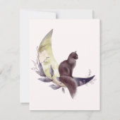 Elegante Wasserfarbe Katze auf dem Mond Girly Pink Mitteilungskarte (Rückseite)