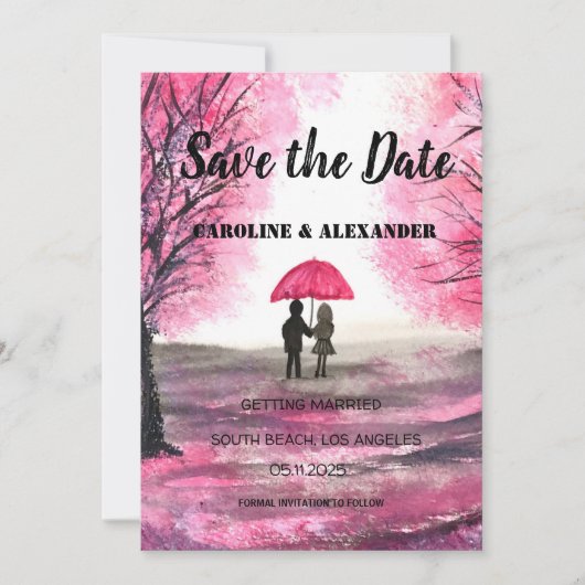 Elegante Wasserfarbe Kirschblüte Sakura Hochzeit Save The Date (Vorderseite)