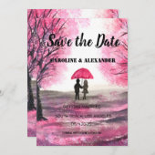 Elegante Wasserfarbe Kirschblüte Sakura Hochzeit Save The Date (Vorne/Hinten)