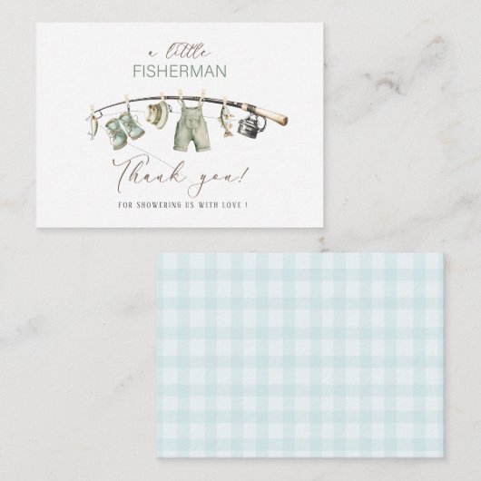 Elegante Wasserfarbe Kleine Fischer Babydusche Mitteilungskarte (Vorne/Hinten)