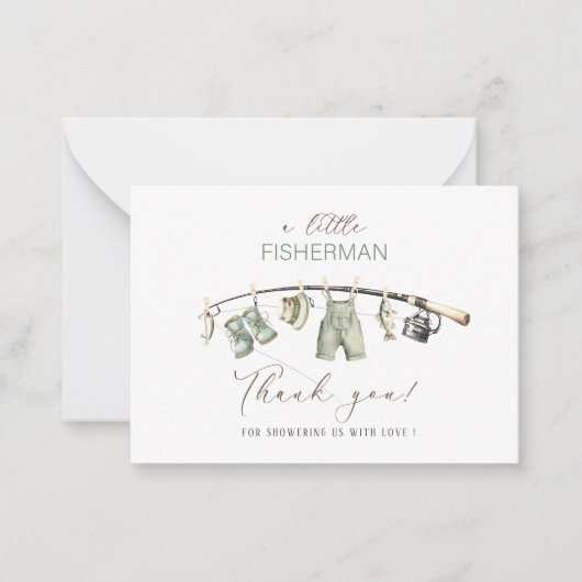 Elegante Wasserfarbe Kleine Fischer Babydusche Mitteilungskarte (Vorderseite)