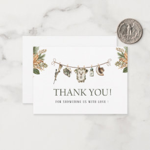 Elegante Wasserfarbe Kleine Jägerdusche Baby Mitteilungskarte