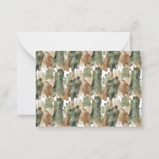 Elegante Wasserfarbe Kleine Jägerdusche Baby Mitteilungskarte (Rückseite)