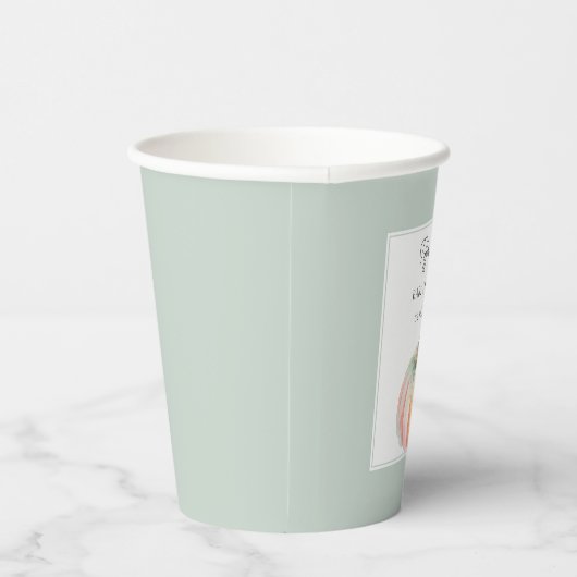 Elegante Wasserfarbe Kleine Pumpkin Baby Dusche Pappbecher (Rechts)