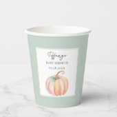 Elegante Wasserfarbe Kleine Pumpkin Baby Dusche Pappbecher (Vorderseite)