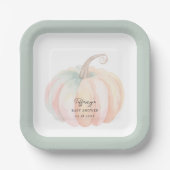 Elegante Wasserfarbe Kleine Pumpkin Baby Dusche Pappteller (Vorderseite)