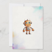 Elegante Wasserfarbe Kleine Roboter Kinderdusche Einladung (Rückseite)