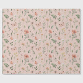 Elegante Wasserfarbe Kleine Wildblume Rosa Geschenkpapier (Flach)