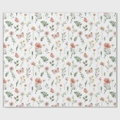 Elegante Wasserfarbe Kleine Wildblume Rosa Geschenkpapier (Flach)