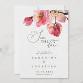 Elegante Wasserfarbe Korallenrosa Blumen Save The Date (Vorderseite)