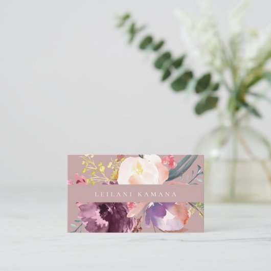 Elegante Wasserfarbe Künstlerisch Floral Visitenkarte (Stehend Vorderseite)