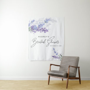 Elegante Wasserfarbe-Lavendel-Blumen-Brautparty Wandteppich