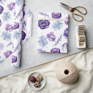 Elegante Wasserfarbe Lavendel Blumen Hochzeit  Geschenkpapier