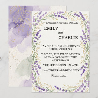 Elegante Wasserfarbe-Lavendel-Hochzeitseinladung  Einladung
