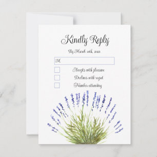 Elegante Wasserfarbe Lavendel Kräuter Florale Hoch RSVP Karte