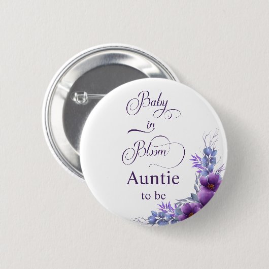 Elegante Wasserfarbe Lila Blume Button (Vorne & Hinten)