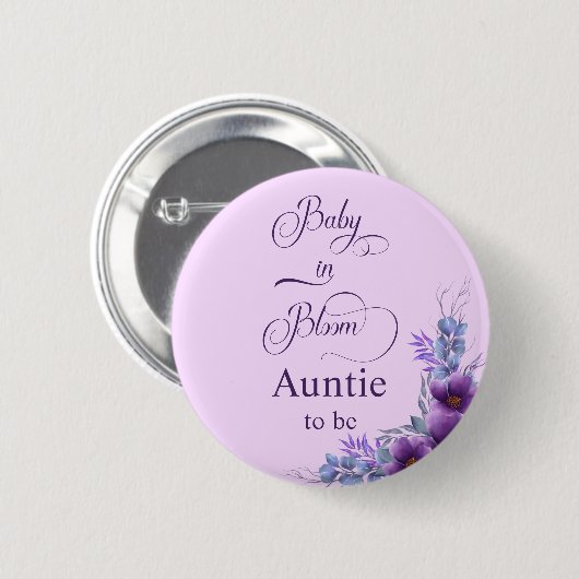 Elegante Wasserfarbe Lila Blume Button (Vorne & Hinten)