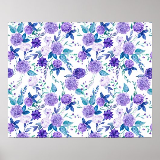 Elegante Wasserfarbe Lila Blumenstrauß Bouquet | Poster (Vorne)