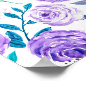 Elegante Wasserfarbe Lila Blumenstrauß Bouquet | Poster (Ecke)