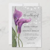 Elegante Wasserfarbe Lila Calla Lily Wedding Invit Einladung (Vorderseite)