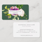 Elegante Wasserfarbe Lila Cassis Floral Grün Visitenkarte (Vorne/Hinten)