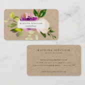 Elegante Wasserfarbe Lila Cassis Floral Kraft Visitenkarte (Vorne/Hinten)