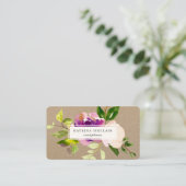 Elegante Wasserfarbe Lila Cassis Floral Kraft Visitenkarte (Stehend Vorderseite)