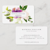 Elegante Wasserfarbe Lila Cassis Floral Visitenkarte (Vorne/Hinten)