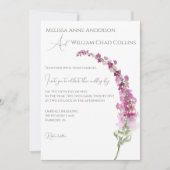 Elegante Wasserfarbe Lila Delphinium Flora Einladung (Vorderseite)