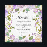 Elegante Wasserfarbe Lila Gastgeschenk Hochzeit Magnet<br><div class="desc">Lila Magnet mit floraler Gastgeschenk Hochzeit mit einem Rand von Aquarellfarben bemalten Blume in Pastellviolett-, Lavendel-, Lilien- und Elfenbeintönen. Im Inneren ist die Nachricht "Danke für das Kommen zu unserer Hochzeit " zusammen mit Ihren Namen und Datum. Diese eleganten Hochzeitsmagnete machen Gastgeschenke Hochzeiten und sind ideal für eine Hochzeitsfeier im...</div>