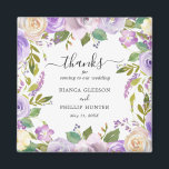 Elegante Wasserfarbe Lila Gastgeschenk Hochzeit Magnet<br><div class="desc">Lila Magnet mit floraler Gastgeschenk Hochzeit mit einem Rand von Aquarellfarben bemalten Blume in Pastellviolett-, Lavendel-, Lilien- und Elfenbeintönen. Im Inneren ist die Nachricht "Danke für das Kommen zu unserer Hochzeit " zusammen mit Ihren Namen und Datum. Diese eleganten Hochzeitsmagnete machen Gastgeschenke Hochzeiten und sind ideal für eine Hochzeitsfeier im...</div>